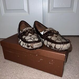 Coach Brown Leather Trim Loafers